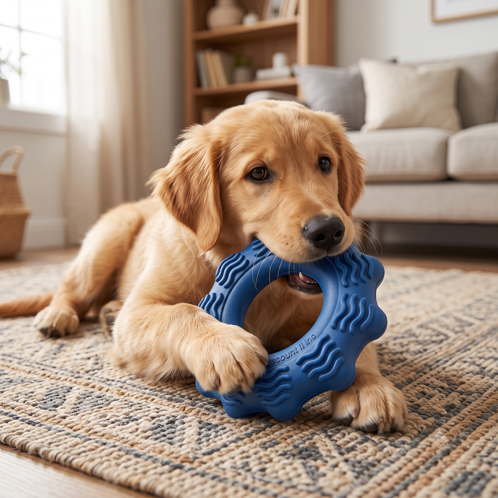Teresita Discount II Inc Heavy-Duty Textured Rubber Ring Dog Chew Toy - Blue - Image 4